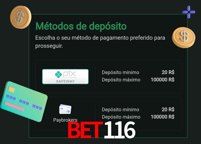 O cassino Bet116 oferece uma grande variedade de métodos de pagamento